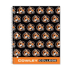 Roaring Springs Tiger Logo Repeat with Cowley College 3 Subject Notebook
