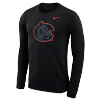 Nike Dri-fit Tiger Logo w/ Orange Outline Black Long Sleeve T-shirt